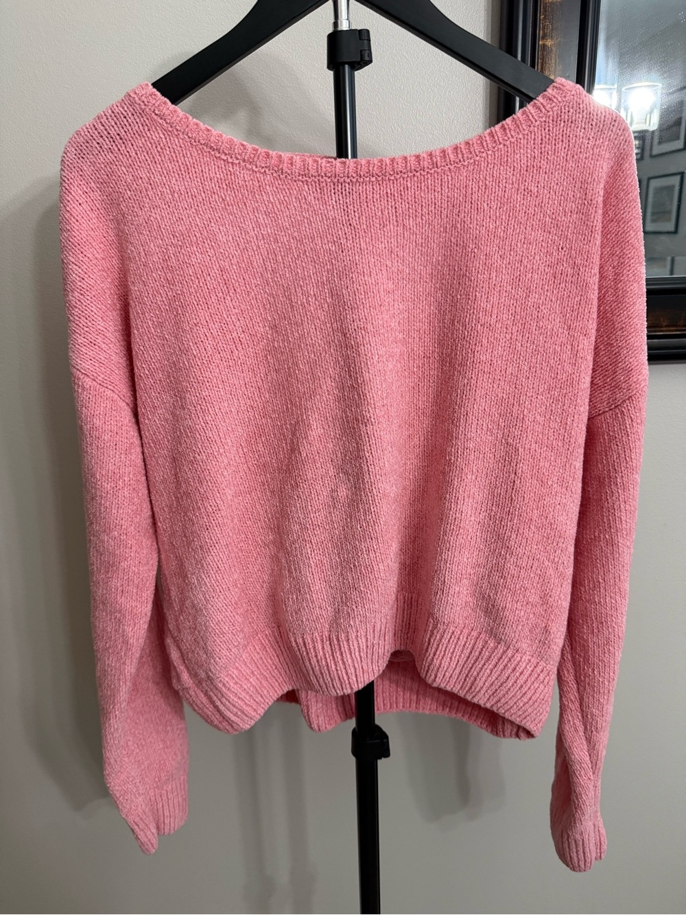 Sugar Moon Women’s Pink Scoop Neck Knit Sweater with Open Back